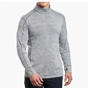Kuhl Alloy Shirt Men Medium Heather Gray 1/4 Zip Outdoor Casual Hiking Baselayer